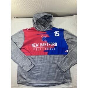 PrydeGear New Hartford Volleyball Hoodie Pullover Gray Blue Red Size M